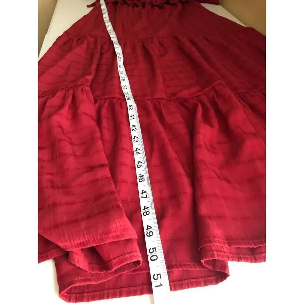 PRETTYGARDEN Womens Summer Boho Maxi Dress V Neck Ruffle Trim High SZ S - Picture 10 of 13